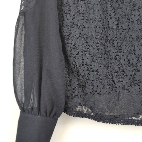 Tuckernuck Black Lace Rosalee Blouse Top Size L - Picture 9 of 13
